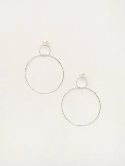 Natasha Schweitzer Double Drop Hoops With Pearl - Silver