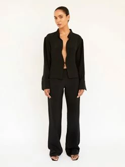 BEARE PARK Silk Crepe Deep Split Blouse 8 BEARE PARK Silk Crepe Deep Split Blouse -UNDONE shop TheUNDONE BearePark SilkCrepeDeepSplitBlouse SilkCrepeRelaxedPant Black FF 1024x1024