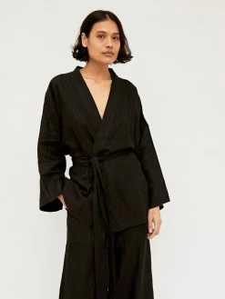 Deiji Studios The 01 Linen Loungewear Long Set -UNDONE shop TheUNDONE DeijiStudios 01LongLoungewearSet Black C 1024x1024