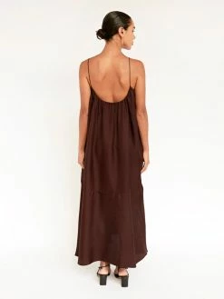 ESSE Studios Gathered Silk Dress -UNDONE shop TheUNDONE Esse GatheredSilkDress Chocolate FB 1024x1024
