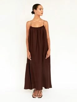 UNDONE shop -UNDONE shop TheUNDONE Esse GatheredSilkDress Chocolate FF 1024x1024