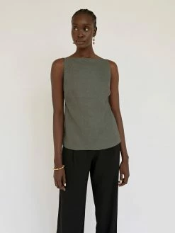 St. Agni Linen Square Neck Top -UNDONE shop TheUNDONE LinenSquareNeckTop CastorGrey C 1024x1024