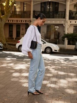 SLVRLAKE London High Rise Straight Leg Jean -UNDONE shop TheUNDONE slvrlake londonjeans clearskies dominiquehealy bellablouse 2 1024x1024