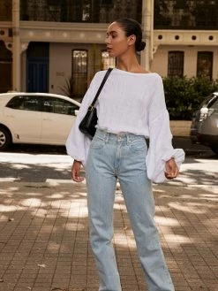 SLVRLAKE London High Rise Straight Leg Jean -UNDONE shop TheUNDONE slvrlake londonjeans clearskies dominiquehealy bellablouse 4 1024x1024