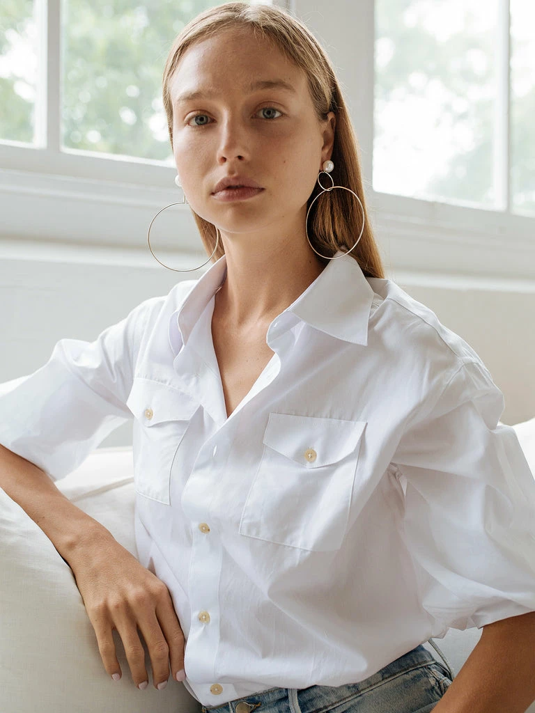 Natasha Schweitzer Double Drop Hoops With Pearl - Silver - Image 2